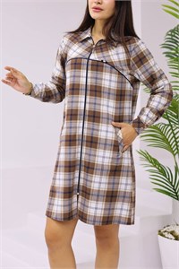 Халат фланелевый на молнии Jen Jen05236-B